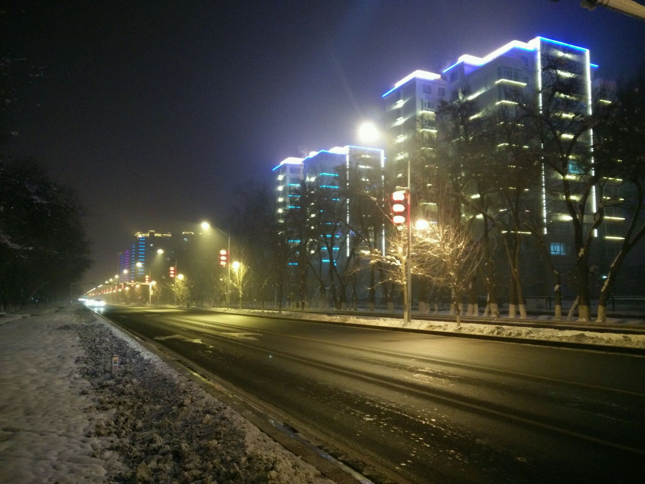 新疆石河子景观河雪夜景之三