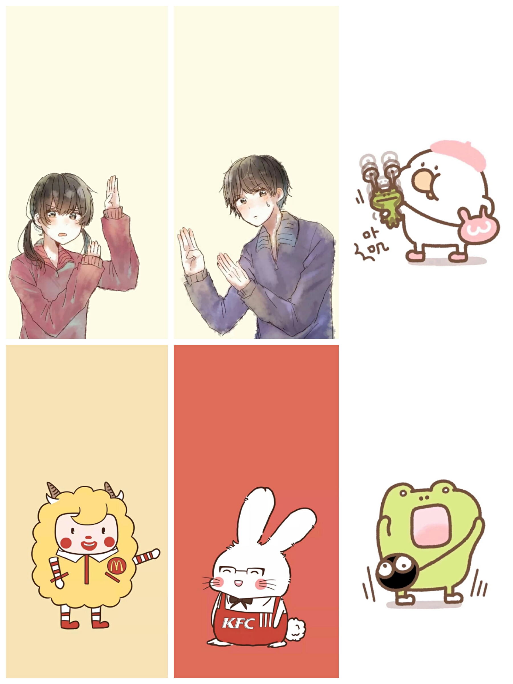 【壁纸】情侣分屏 小清新可爱情侣插画